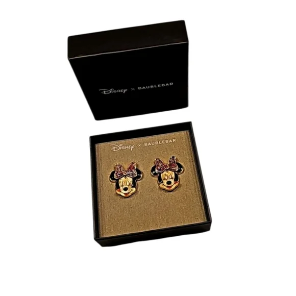 NWOT WOMEN'S DISNEY X BAUBLEBAR MINNIE MOUSE KISS MULTICOLOR STUD EARRINGS - Picture 7 of 11